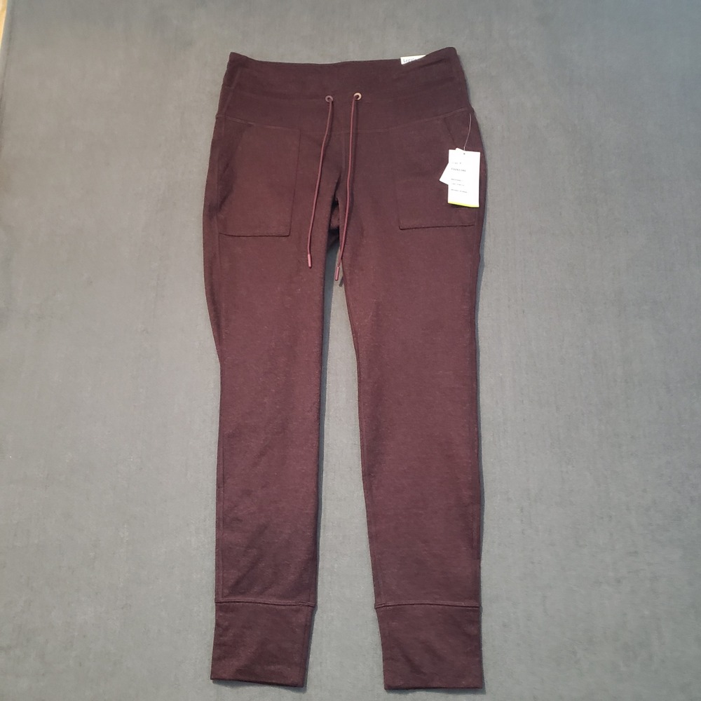 Old Navy Cozecore Leggings Womens Medium Petite Burgundy Go-Dry Pockets NWT